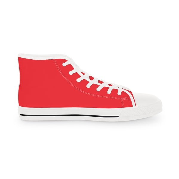 Red Color Men's High Tops, Modern Red Minimalist Best Men's High Top Sneakers (US Size: 5-14)