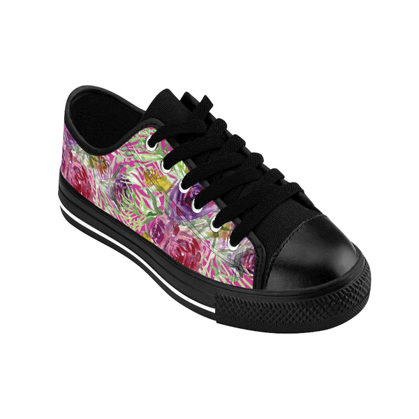 Hot Pink Floral Women's Sneakers, Floral Rose Print Best Tennis Casual Shoes For Women (US Size: 6-12)