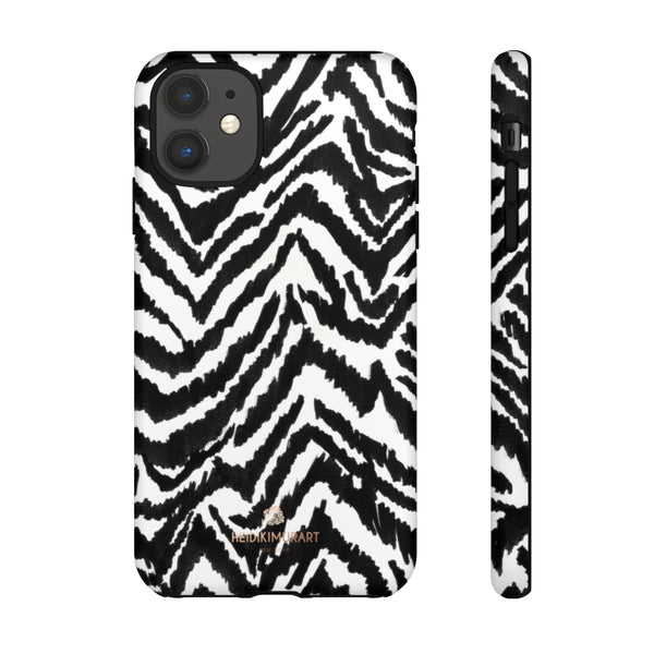 White Tiger Stripe Phone Case, Animal Print Best Tough Designer Phone Case -Made in USA-Phone Case-Printify-iPhone 11-Matte-Heidi Kimura Art LLC