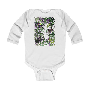 Green Tropical Leaves Baby Infant Long Sleeve Bodysuit - Made in UK (UK Size: 6M-24M)-Kids clothes-White-18M-Heidi Kimura Art LLC
