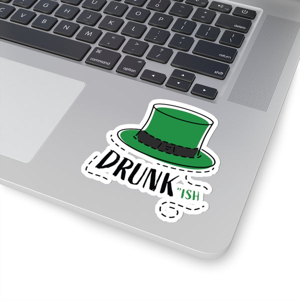 Funny Green Irish Hat Drunkish Print St. Patrick's Day Kiss-Cut Stickers- Made in USA-Kiss-Cut Stickers-Heidi Kimura Art LLC