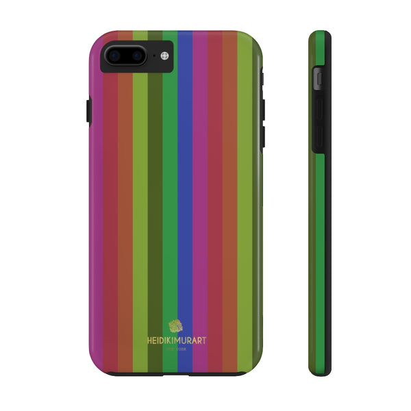 Rainbow Stripe Print Phone Case, Vintage Style Case Mate Tough Phone Cases-Made in USA - Heidikimurart Limited 