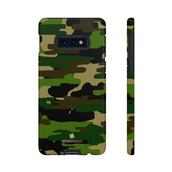 Green Brown Camouflage Phone Case, Army Military Print Tough Designer Phone Case -Made in USA-Phone Case-Printify-Samsung Galaxy S10E-Glossy-Heidi Kimura Art LLC