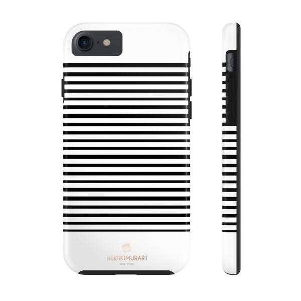 Black White Striped iPhone Case, Case Mate Tough Samsung Galaxy Phone Cases-Phone Case-Printify-iPhone 7, iPhone 8 Tough-Heidi Kimura Art LLC