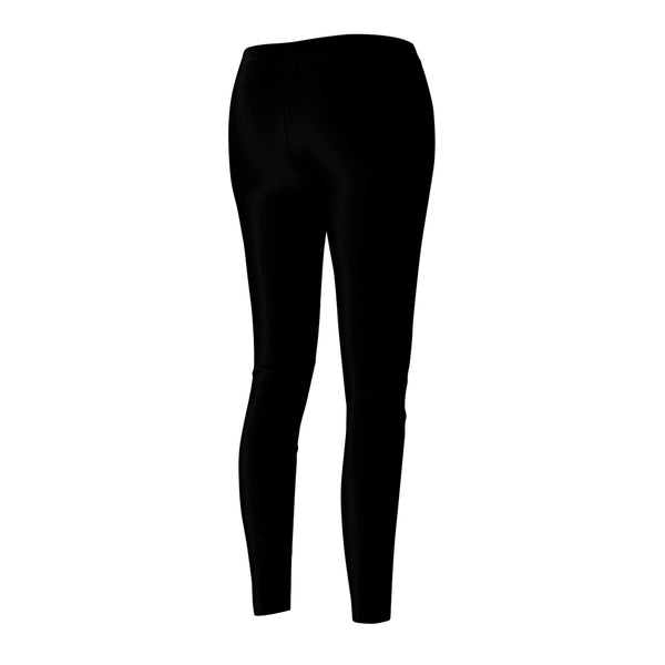 Black Women's Casual Leggings, Classic Solid Black Color Long Dressy Tights - Made in USA-Casual Leggings-Heidi Kimura Art LLC