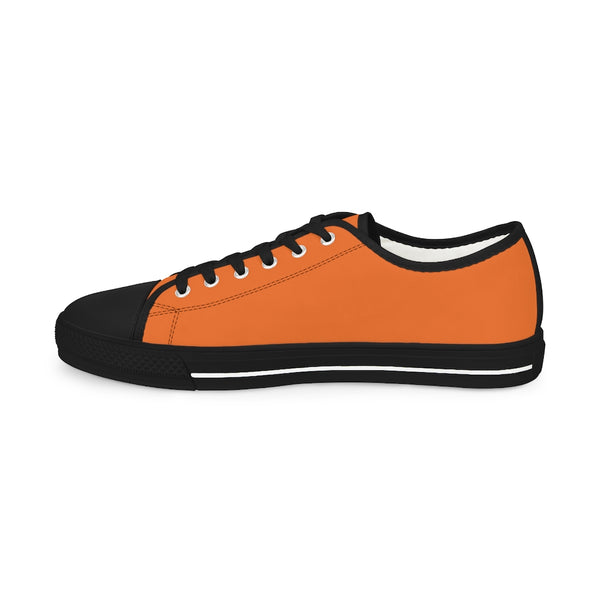 Bright Orange Color Men's Sneakers, Solid Color Modern Minimalist Best Breathable Designer Men's Low Top Canvas Fashion Sneakers With Durable Rubber Outsoles and Shock-Absorbing Layer and Memory Foam Insoles (US Size: 5-14)