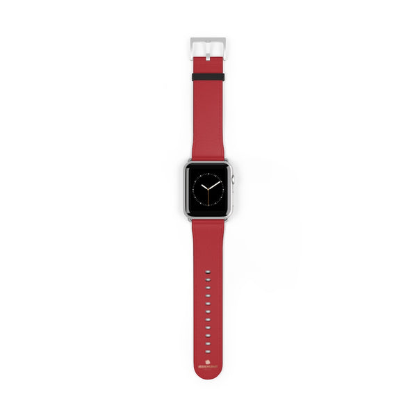 Burgundy Red Solid Color 38mm/42mm Watch Band For Apple Watches- Made in USA-Watch Band-42 mm-Silver Matte-Heidi Kimura Art LLC