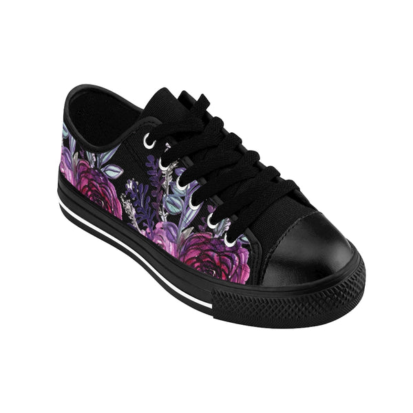 Black Floral Rose Women's Sneakers, Flower Print Designer Low Top Women's Canvas Bright Best Quality Premium Fashion Casual Sneakers Tennis Running Athletic Shoes (US Size: 6-12) Floral Sneakers, Women's Fashion Canvas Sneakers Shoes Colorful Rose Print Tennis Shoes, Floral Sneakers & Athletic Shoes, Women's Floral Shoes, Floral Shoe For Women, Floral Canvas Sneakers, Sneakers With Flowers Print On Them, Floral Sneakers Womens