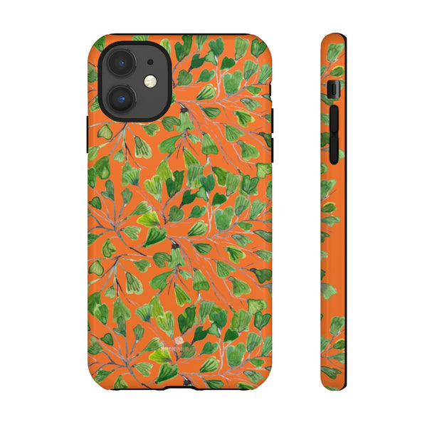 Orange Maidenhair Fern Tough Cases, Green Leaf Print Phone Case-Made in USA-Phone Case-Printify-iPhone 11-Glossy-Heidi Kimura Art LLC