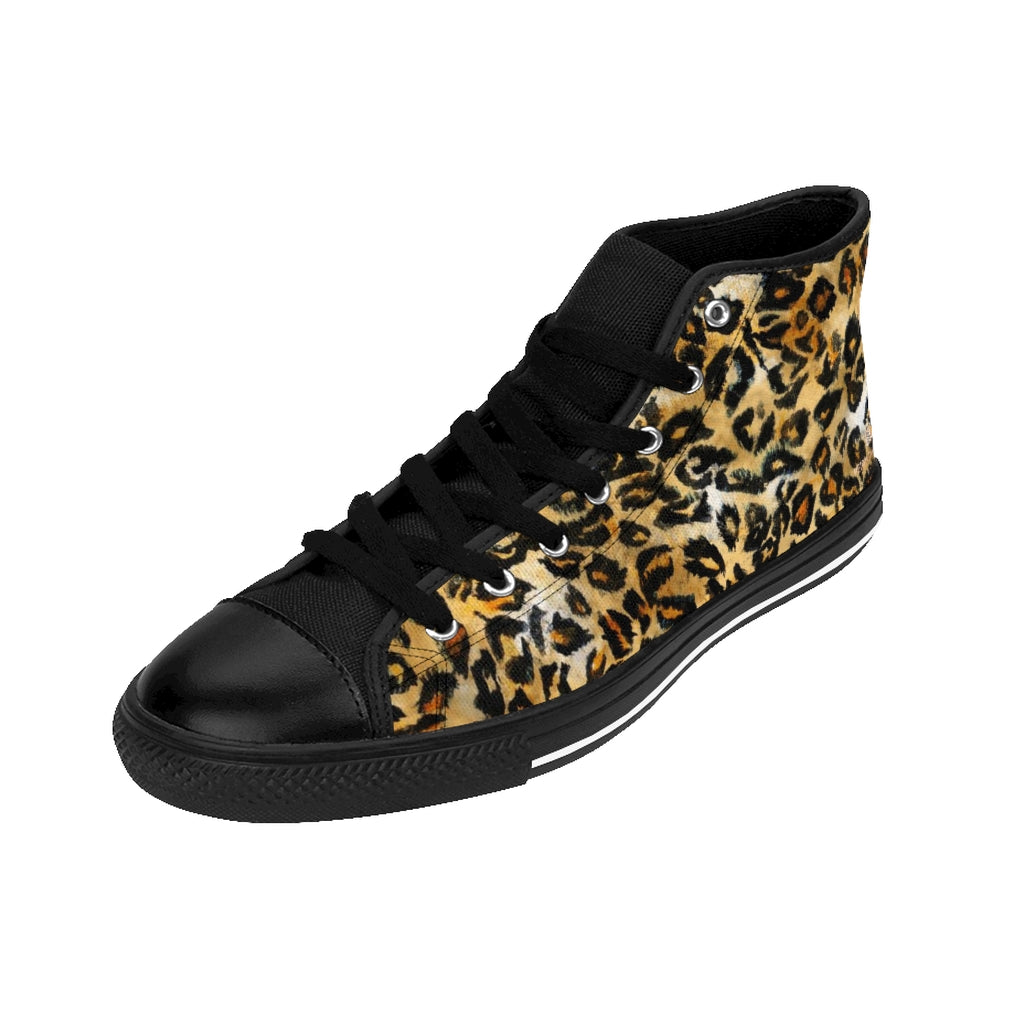 Leopard Men's High-top Animal Print Men's Tennis Running Shoes | Heidikimurart