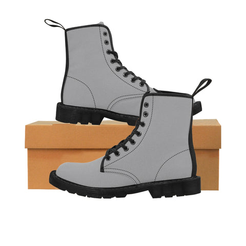 Grey Men's Boots, Solid Color Print Men's Canvas Winter Bestseller Premium Quality Laced Up Boots Anti Heat + Moisture Designer Men's Winter Boots (US Size: 7-10.5)