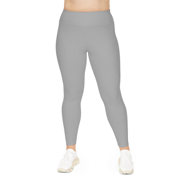 Light Grey Color Women's Tights, Best Designer Women's Plus Size Leggings