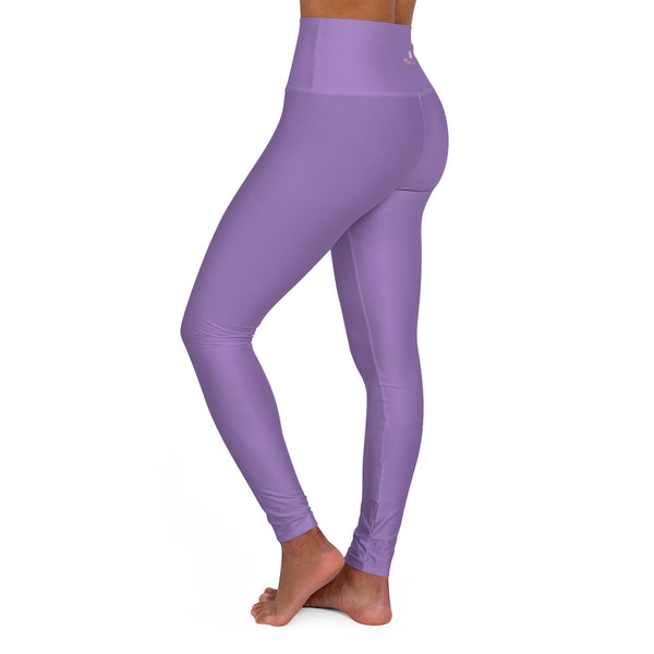 Light Purple Workout Pants, High Waisted Yoga Leggings, Solid Color Long Women Yoga Tights-All Over Prints-Printify-XL-Heidi Kimura Art LLC