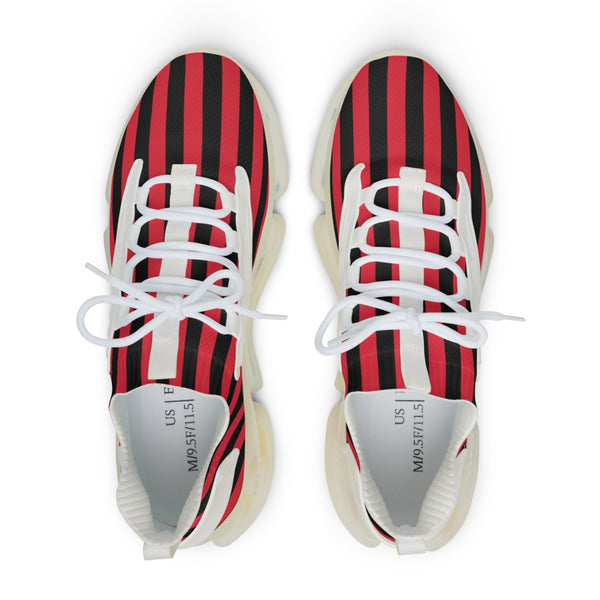 Red Striped Print Men's Shoes, Modern Minimalist Stripes Print Best Comfy Men's Mesh-Knit Designer Premium Laced Up Breathable Comfy Sports Sneakers Shoes (US Size: 5-12)&nbsp;Mesh Athletic&nbsp;Shoes, Mens Mesh Shoes,&nbsp;Mesh Shoes Men,&nbsp;Men's Classic Low Top Mesh Sneaker, Men's Breathable Mesh Shoes, Mesh Sneakers Casual Shoes&nbsp;