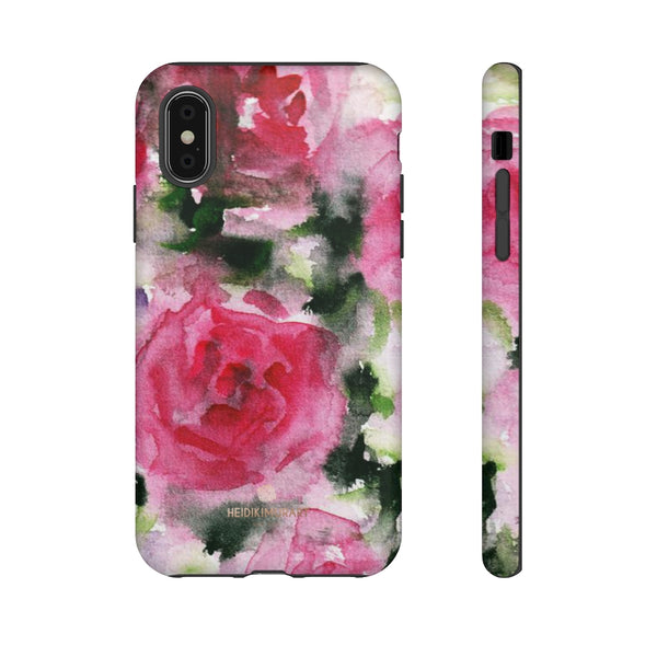 Pink Rose Floral Tough Cases, Flower Print Best Designer Phone Case-Made in USA-Phone Case-Printify-iPhone XS-Matte-Heidi Kimura Art LLC