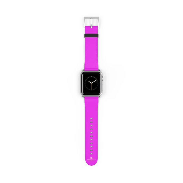 Hot Pink Solid Color Solid Color 38mm/42mm Watch Band For Apple Watches- Made in USA-Watch Band-38 mm-Silver Matte-Heidi Kimura Art LLC