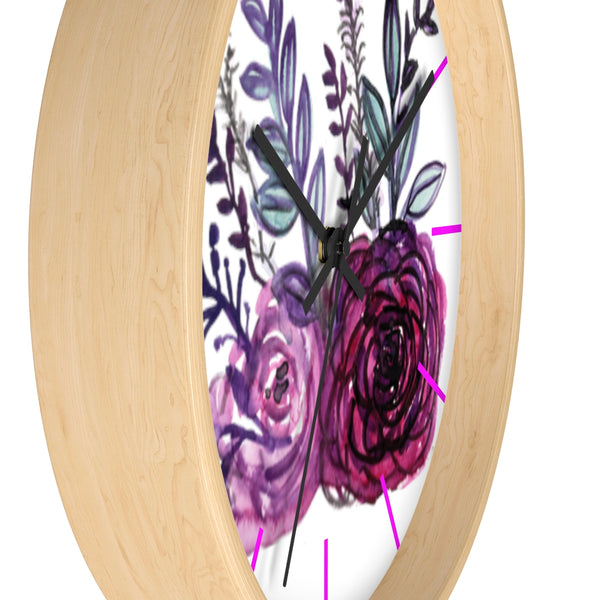 Purple Rose Garden Fairy Rose Floral 10 inches Diameter Wall Clock - Made in USA-Wall Clock-Heidi Kimura Art LLC