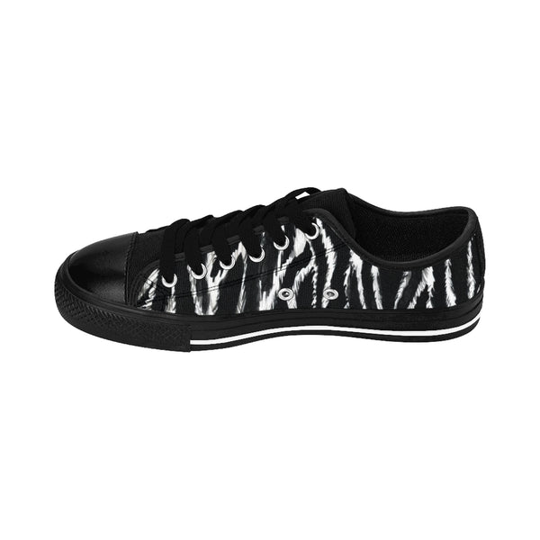 Wild Zebra Men's Sneakers, Zebra Stripe Animal Print Low Top Shoes-Shoes-Printify-Heidi Kimura Art LLC Classic Zebra Men's Sneakers, Wild Zebra Stripe Animal Print Men's Low Tops, Premium Men's Nylon Canvas Tennis Fashion Sneakers Shoes (US Size: 7-14)