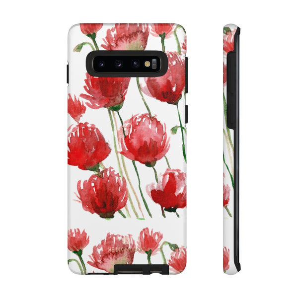 Red Tulips Floral Tough Cases, Roses Flower Print Best Designer Phone Case-Made in USA-Phone Case-Printify-Samsung Galaxy S10-Matte-Heidi Kimura Art LLC