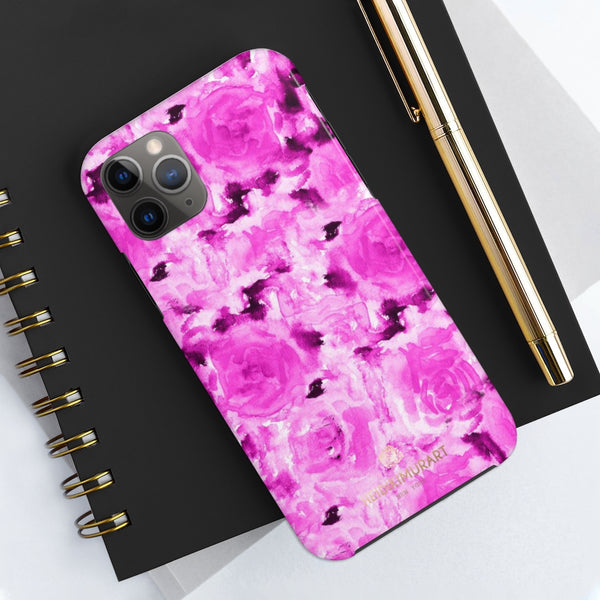 Pink Rose Phone Case, Floral Print Flower Case Mate Tough Phone Cases-Made in USA - Heidikimurart Limited 