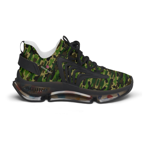 Green Camo Mesh Sneakers, Best Military Army Camo Print Mesh Sneakers For Women (US Size: 5.5-12)