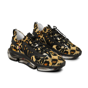 Brown Leopard Print Men's Shoes, Best Leopard Animal Print Comfy Men's Mesh-Knit Designer Premium Laced Up Breathable Comfy Sports Sneakers Shoes (US Size: 5-12)