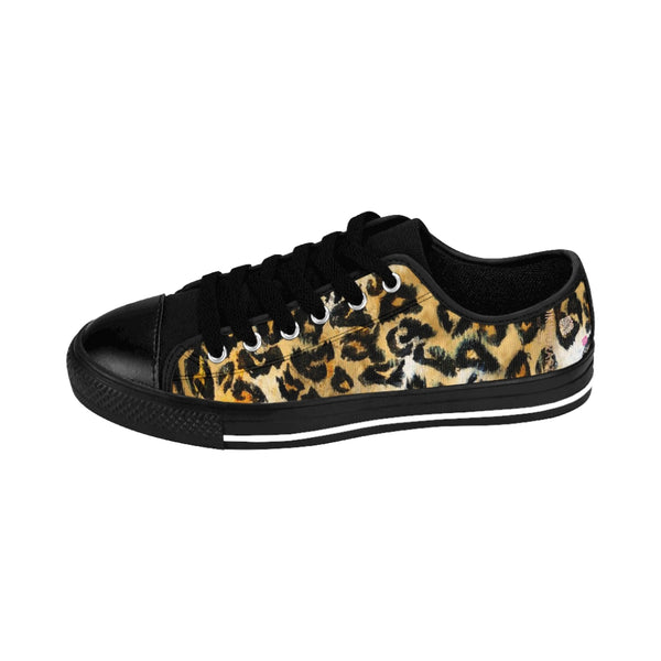 Brown Leopard Print Women's Sneakers, Brown Leopard Animal Print Fashion Tennis Canvas Shoes For Ladies