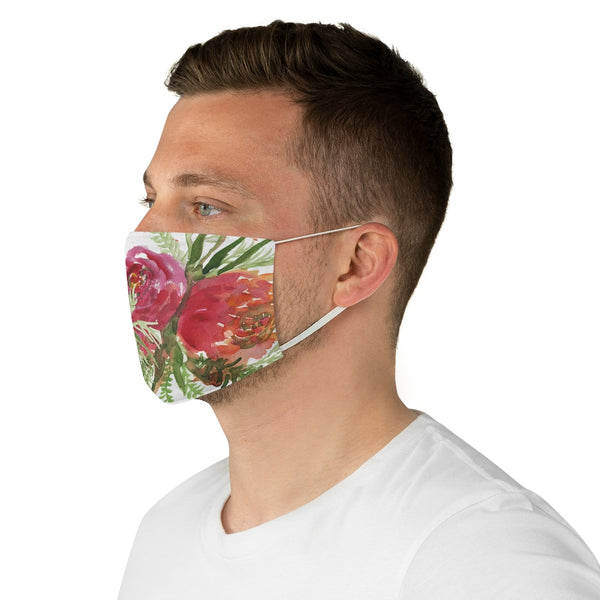 Red Rose Floral Face Mask, Adult Watercolor Flower Print Fabric Face Mask-Made in USA-Accessories-Printify-One size-Heidi Kimura Art LLC Red Rose Floral Face Mask, Adult Watercolor Flower Face Covering, Flower Elegant Designer Fashion Face Mask For Men/ Women, Designer Premium Quality Modern Polyester Fashion 7.25" x 4.63" Fabric Non-Medical Reusable Washable Chic One-Size Face Mask With 2 Layers For Adults With Elastic Loops-Made in USA
