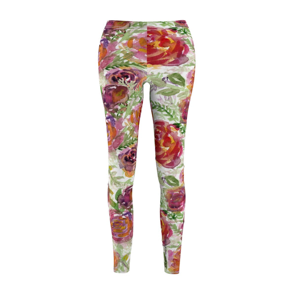 Floral Rose Print Casual Leggings