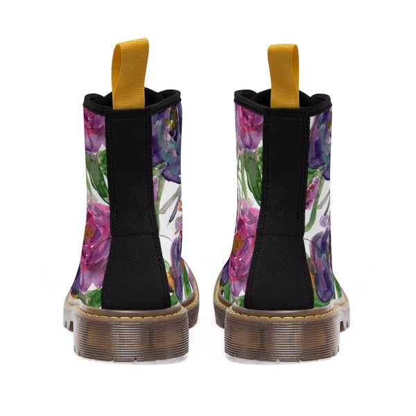 Rose Flower Print Women's Boots, Best Vintage Style Premium Quality Winter Boots For Ladies