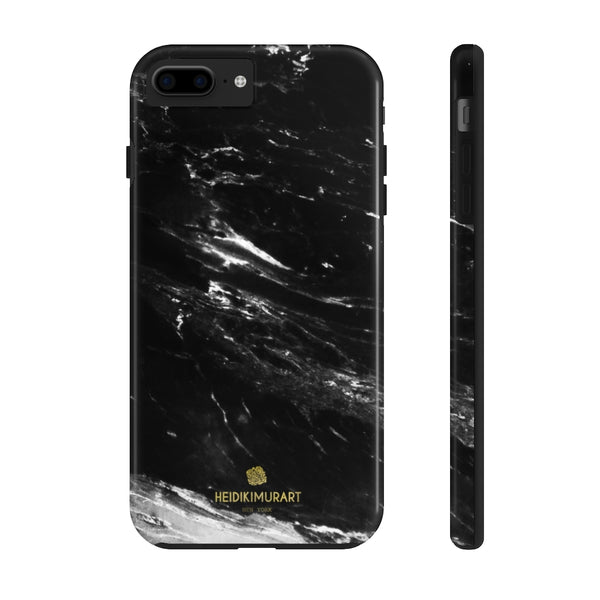 Black Marble Print Phone Case, Designer Case Mate Tough Phone Cases-Made in USA - Heidikimurart Limited 