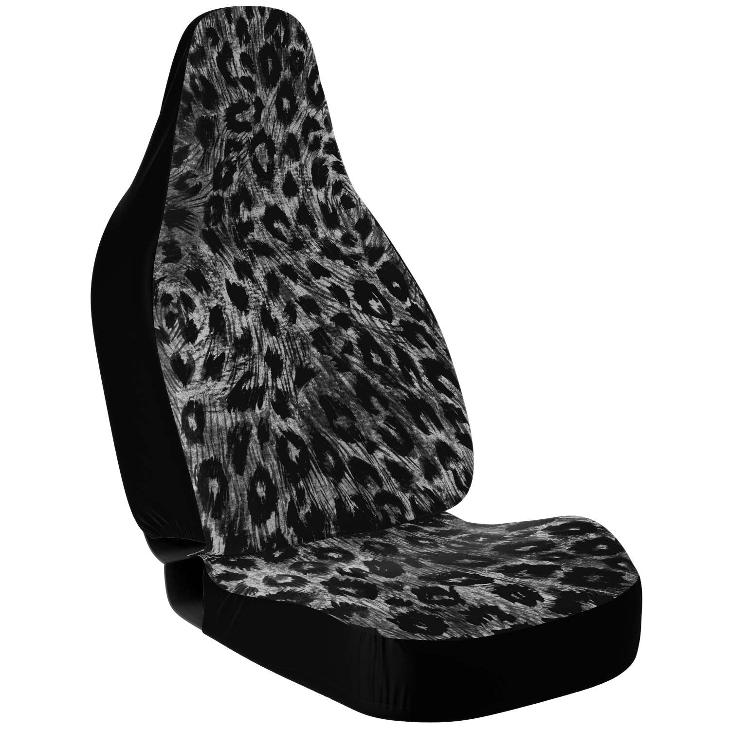 Leopard Car Seat Cover, Grey Leopard Animal Print Designer Essential Premium Quality Best Machine Washable Microfiber Luxury Car Seat Cover - 2 Pack For Your Car Seat Protection, Cart Seat Protectors, Car Seat Accessories, Pair of 2 Front Seat Covers, Custom Seat Covers