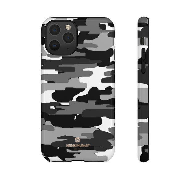 Grey Camouflage Phone Case, Army Military Print Tough Designer Phone Case -Made in USA-Phone Case-Printify-iPhone 11 Pro-Glossy-Heidi Kimura Art LLC