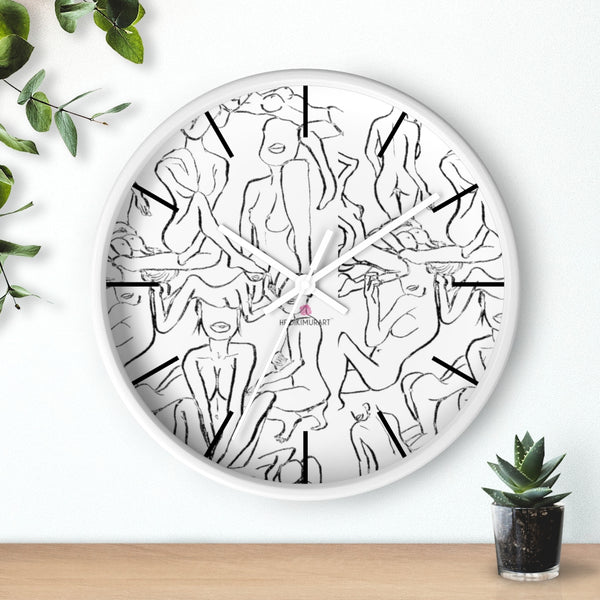 Nude Drawing Art Wall Clock,  10 inch Diameter Art Wall Clock-Printed in USA, Large Round Wood Bedroom Wall Clock