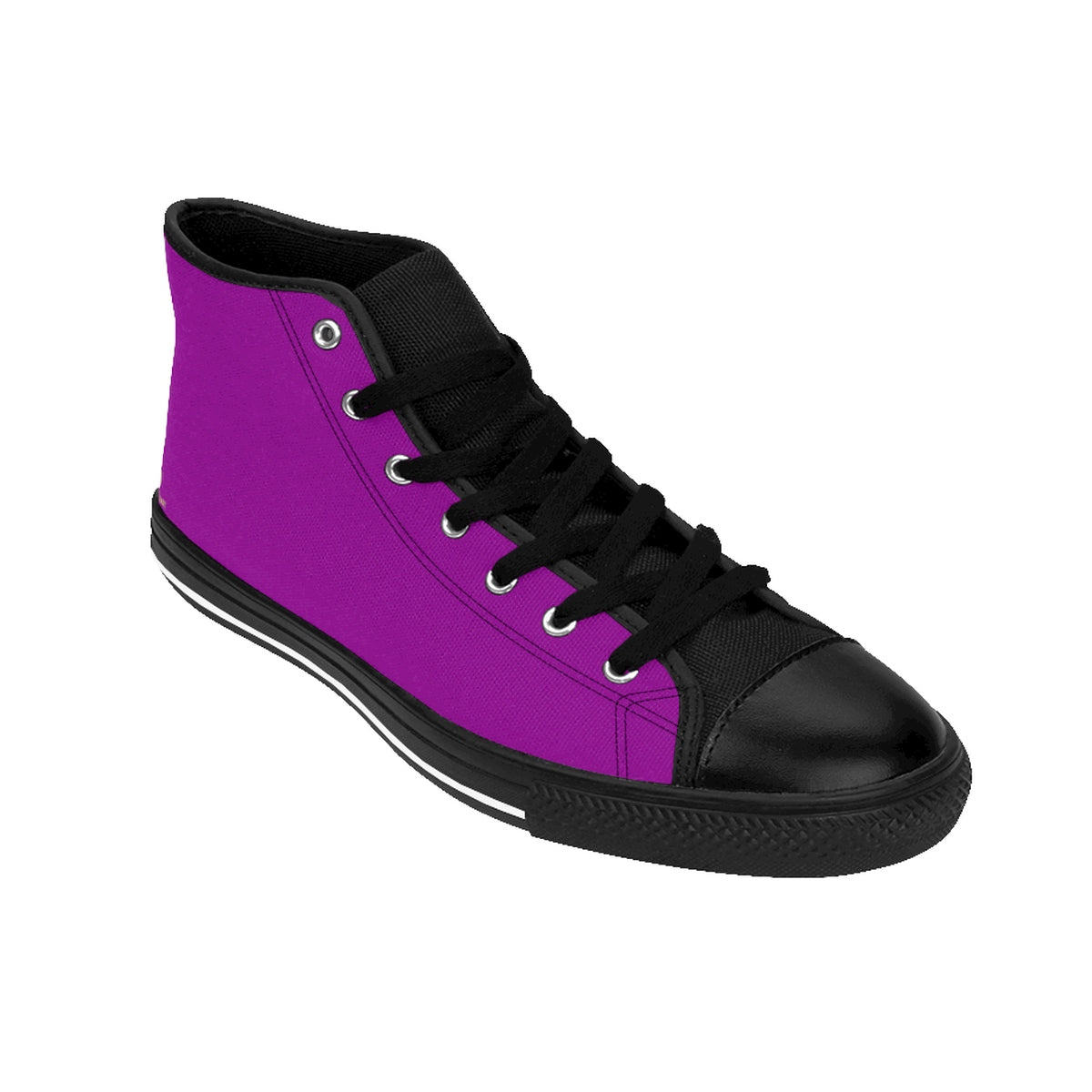 Hot Purple Solid Color Print Premium Men's High-top Premium Fashion Sneakers-Men's High Top Sneakers-Black-US 9-Heidi Kimura Art LLC