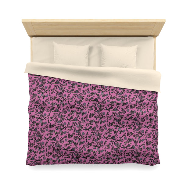 Pink Floral Microfiber Duvet Cover