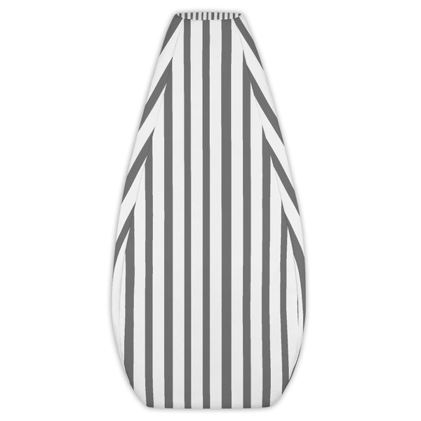 White Gray Vertical Stripe Print Water Resistant Polyester Bean Sofa Bag - Made in EU-Bean Bag-Bean Bag Cover Only-Heidi Kimura Art LLC