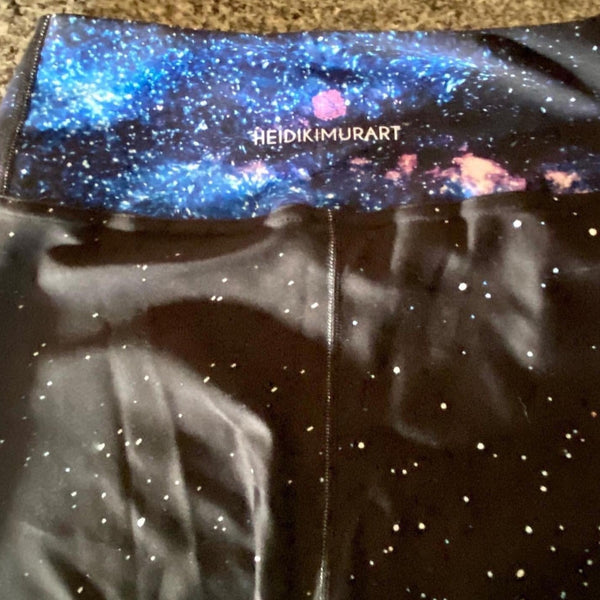 Purple Galaxy Capris Tights, Best Purple Outer Space Galaxy Print Capri Yoga Workout Leggings Women's Yoga Pants - Made in USA/ EU (US Size: XS-XL) Fun Workout Pants, Leggings and Galaxy Print Capri Yoga Pants, Cool Yoga Pants