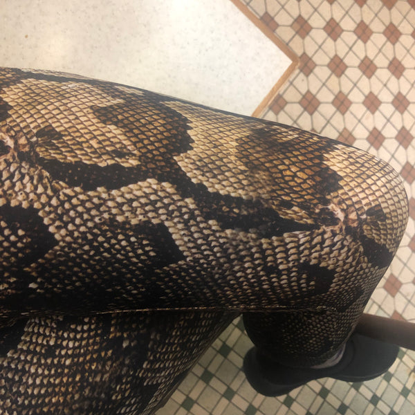 Brown Snake Print Yoga Leggings, Snake Python Print Ladies' Yoga Pants-Made in USA/EU