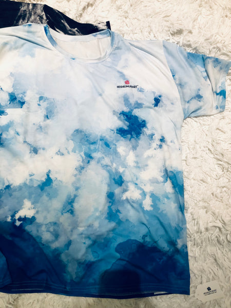 Tie Dye Blue Men's T-shirt, Abstract Sky Blue Print Best Tee Crew Neck Premium Polyester Regular Fit Tee-Made in USA/EU/MX (US Size, XS-2XL), Luxury Graphic T-Shirt For Men, Best Printed Tee, Crew Neck T-shirt, Men's T-Shirt Apparel