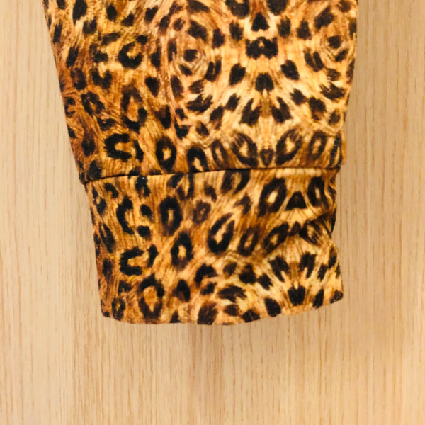 Brown Leopard Women's Joggers, Animal Print Skinny Ladies Sweatpants Soft Pants-Made in EU
