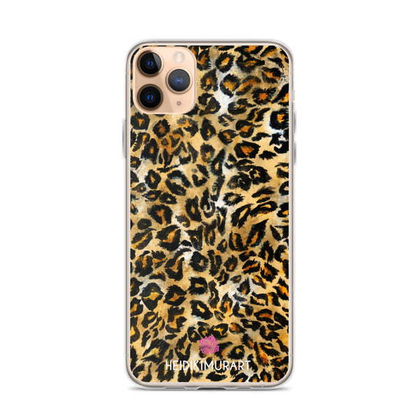 Brown Leopard Print iPhone Case, Brown Leopard Animal Print Designer Unisex Tough BPA-Free Sleek Tough Phone Case- Printed in USA/EU/MX
