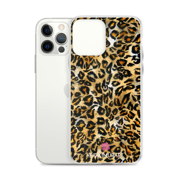 Brown Leopard Print iPhone Case, Brown Leopard Animal Print Designer Unisex Phone Case- Printed in USA/EU/MX