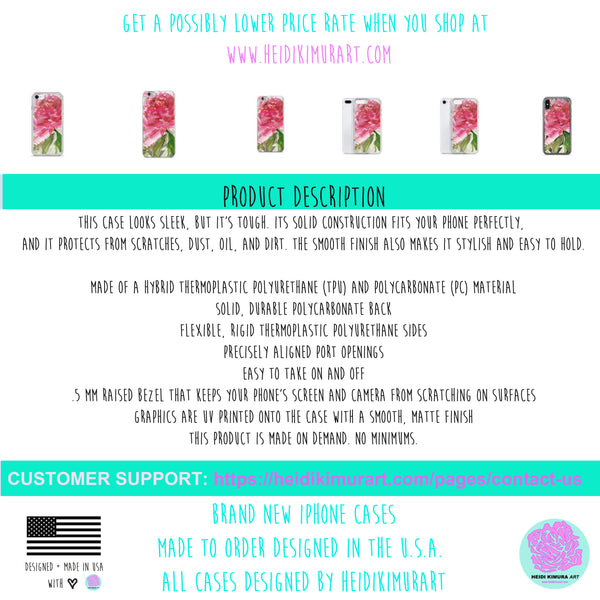 Light Pink Rose Flower Girlie Floral Print, iPhone Cellphone Phone Case- Made in USA-Phone Case-Heidi Kimura Art LLC