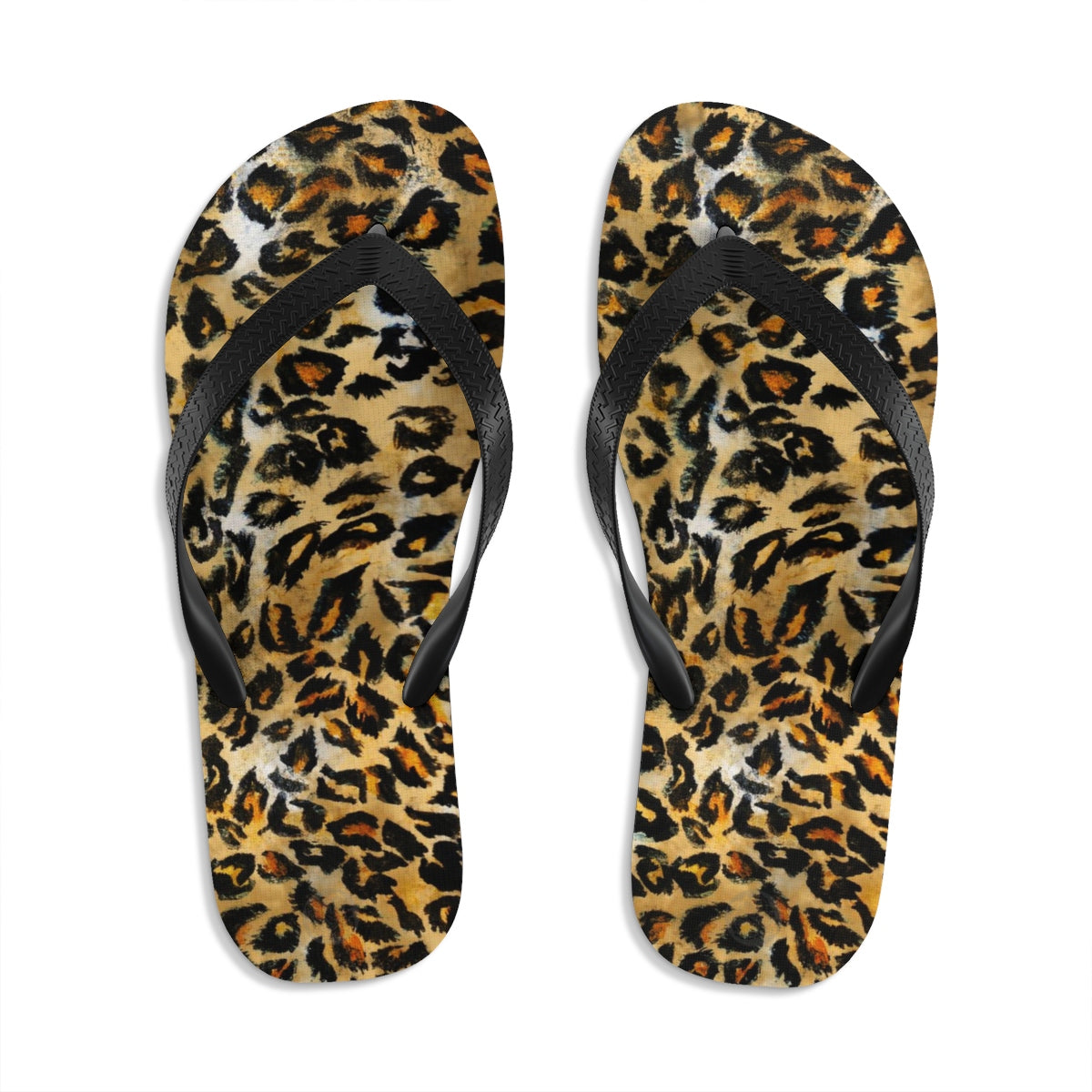 Cute Leopard Wild Animal Print Designer Unisex Flip-Flops - Made in USA (Size: S, M, L)-Flip-Flops-Large-Heidi Kimura Art LLC