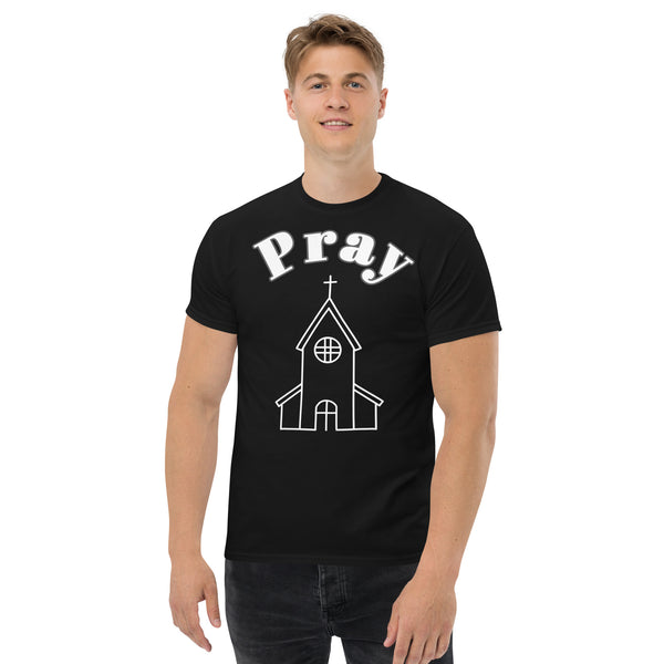 Christian Men's Classic Tee, Christian Prayer Pray 100% Cotton T