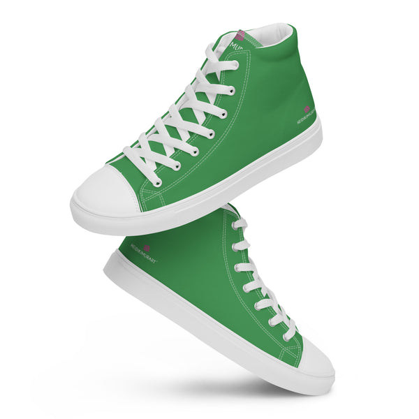 Green Solid Color Men's Sneakers, Solid Mint Color Best Premium Designer Men’s Lace-up Low Top Sneakers, Modern Essential Classic Every Day Best Quality Fashionable Running Casual Canvas Breathable Comfortable Running Shoes With White Laces & Padded Collar & Tongue (US Size: 5-13)