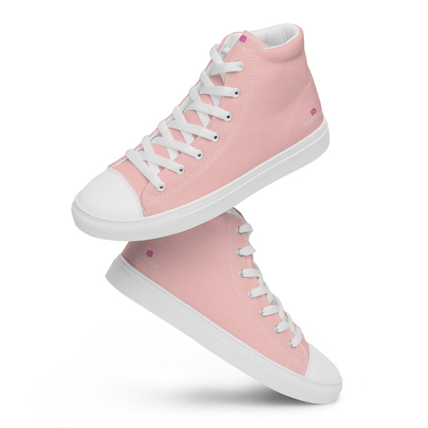 Pastel Pink Men's High Tops, Solid Color Men’s high top canvas shoes