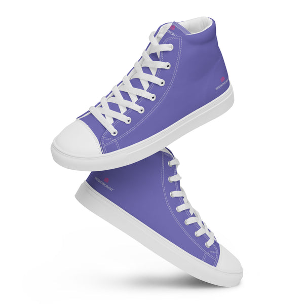 Pastel Purple Solid Color Sneakers, Modern Minimalist Designer Premium Quality Stylish Solid Pastel Purple Color Best Men's High Top Canvas Tennis Shoes With White Laces and Faux Leather Toe Caps (US Size: 5-13)