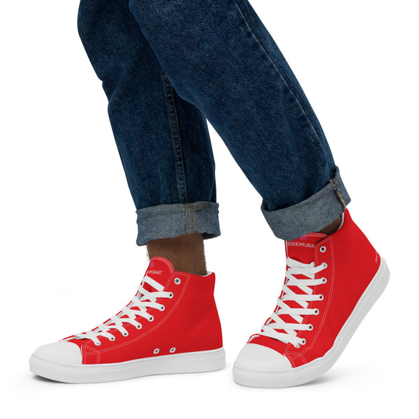 Bright Red Men's High Tops, Men’s high top canvas shoes